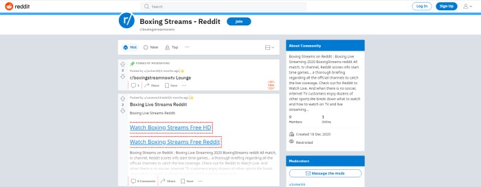live streams listed on Reddit